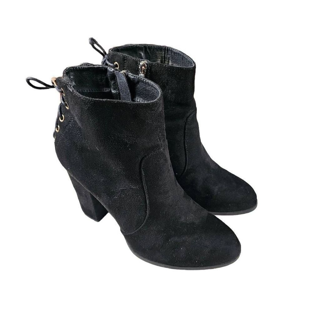 DSW Eva & Zoe Black Bootie Laced Heeled Size 11